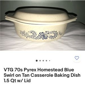 Vintage 1.5 liter casserole dish with lid